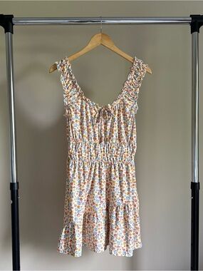 Derek Heart Cream Dress with Orange, Yellow & Blue Floral Print